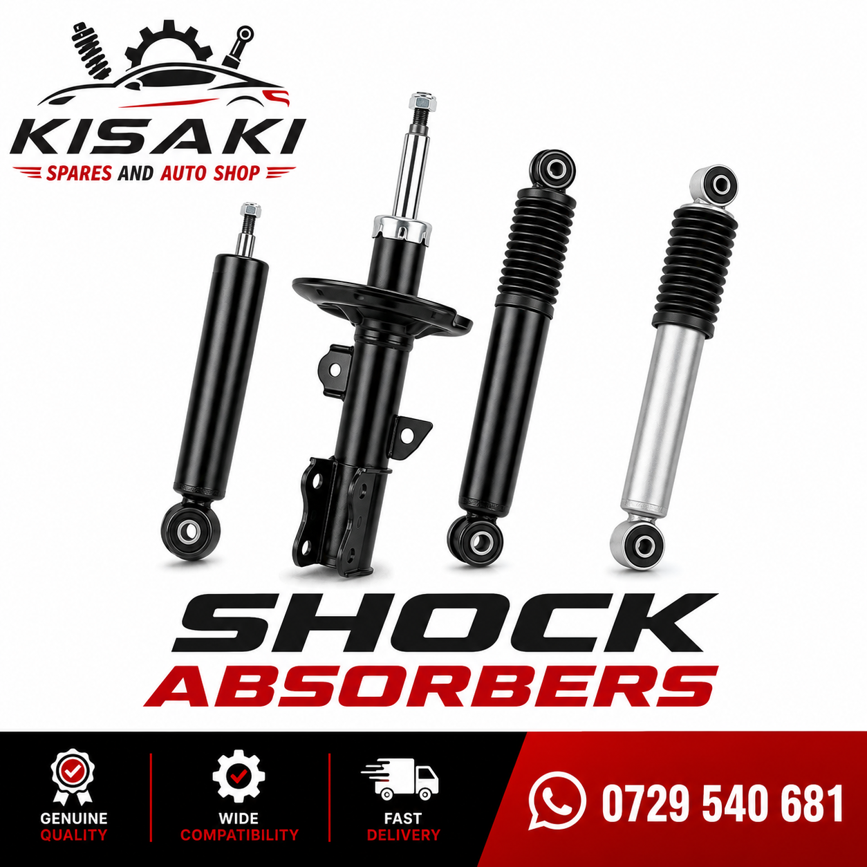 Kisaki Spares shock absorbers range — genuine quality, wide compatibility